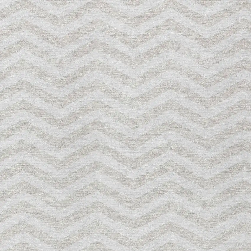 Ivory And Silver Chevron Washable Indoor Outdoor Area Rug Photo 6