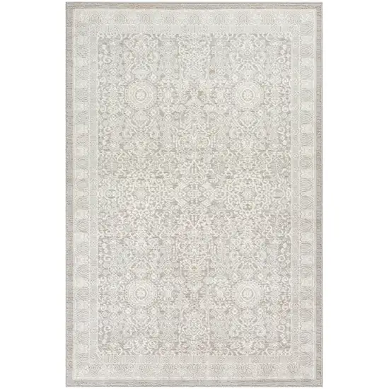 Ivory And Silver Floral Distressed Non Skid Area Rug Photo 9