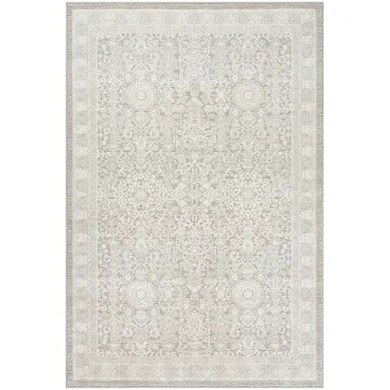 Ivory And Silver Floral Distressed Non Skid Area Rug Photo 5
