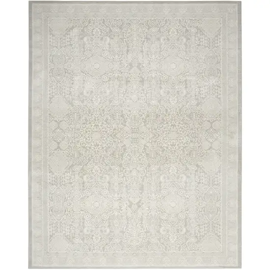 Ivory And Silver Floral Distressed Non Skid Area Rug Photo 6