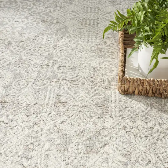 Ivory And Silver Floral Distressed Non Skid Area Rug Photo 9