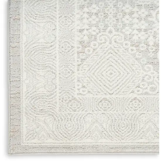Ivory And Silver Floral Distressed Non Skid Area Rug Photo 9