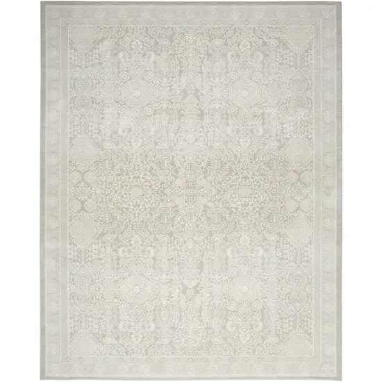 Ivory And Silver Floral Distressed Non Skid Area Rug Photo 6