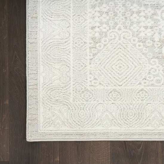 Ivory And Silver Floral Distressed Non Skid Area Rug Photo 8