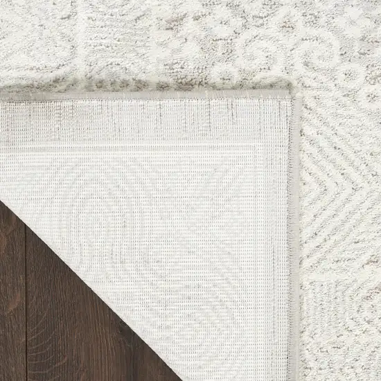 Ivory And Silver Floral Distressed Non Skid Area Rug Photo 7