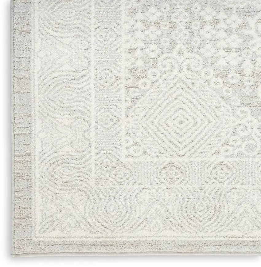 Ivory And Silver Floral Distressed Non Skid Area Rug Photo 9