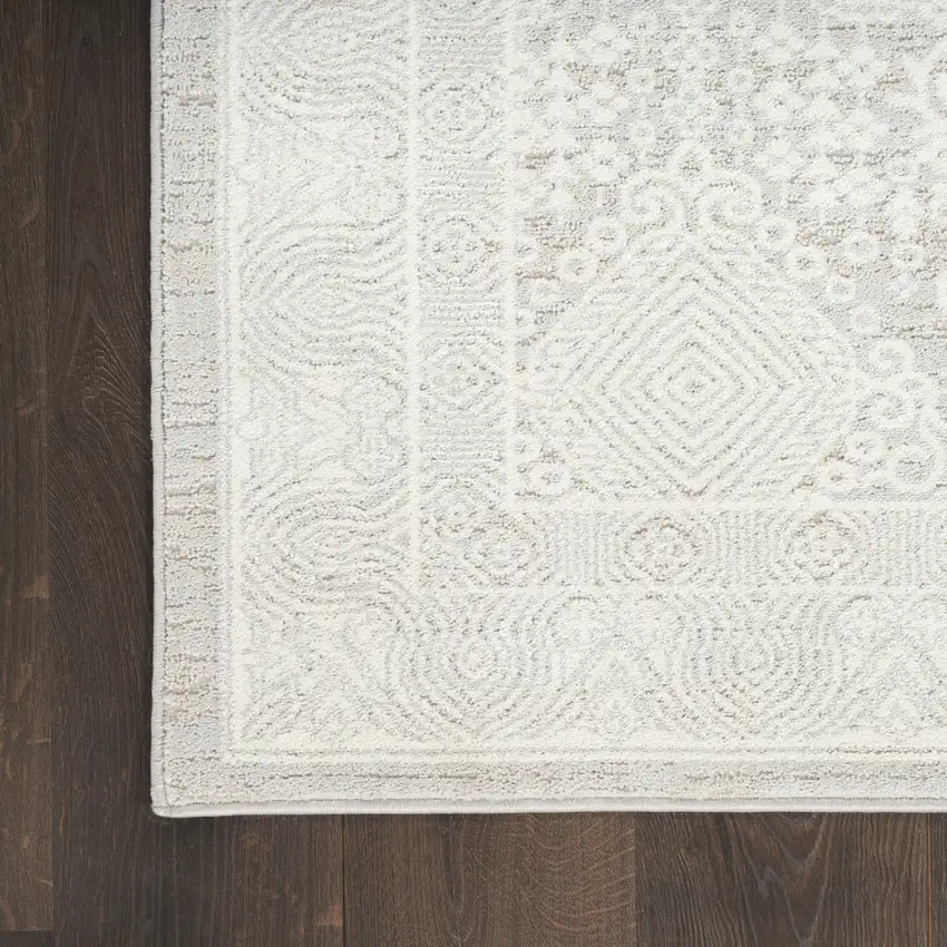Ivory And Silver Floral Distressed Non Skid Area Rug Photo 8