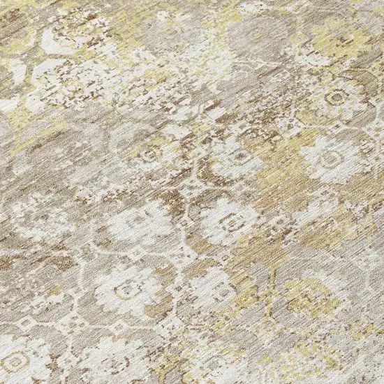 Ivory And Silver Floral Medallion Washable Indoor Outdoor Area Rug Photo 4