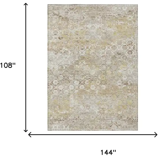Ivory And Silver Floral Medallion Washable Indoor Outdoor Area Rug Photo 5