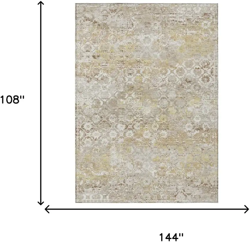 Ivory And Silver Floral Medallion Washable Indoor Outdoor Area Rug Photo 5