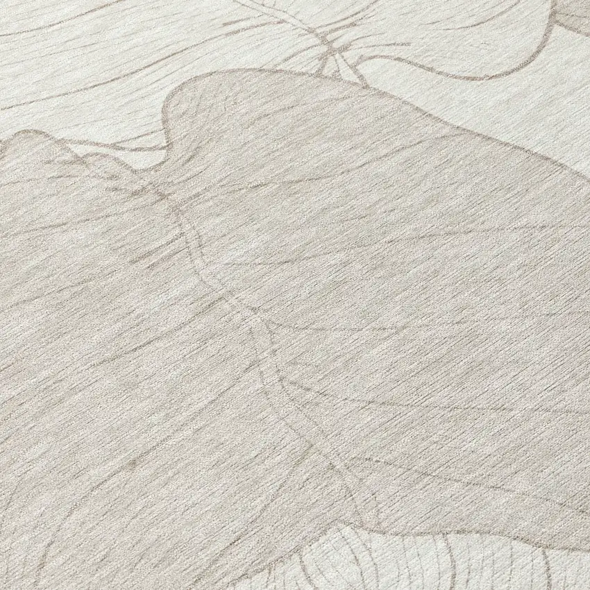 Ivory And Silver Floral Washable Indoor Outdoor Area Rug Photo 9