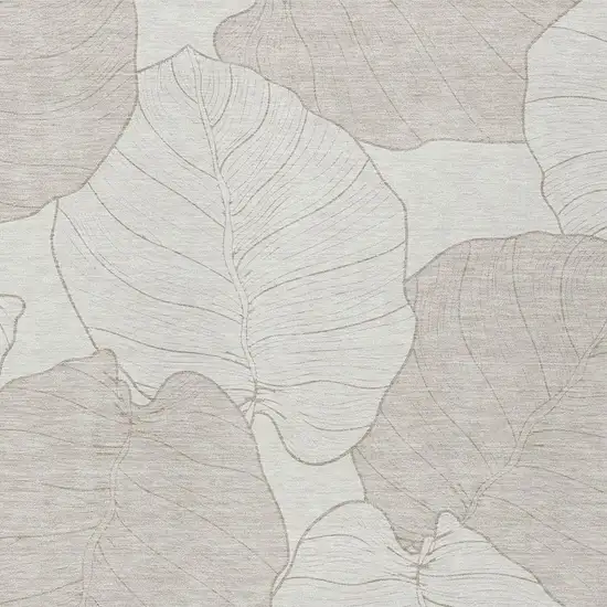 Ivory And Silver Floral Washable Indoor Outdoor Area Rug Photo 2