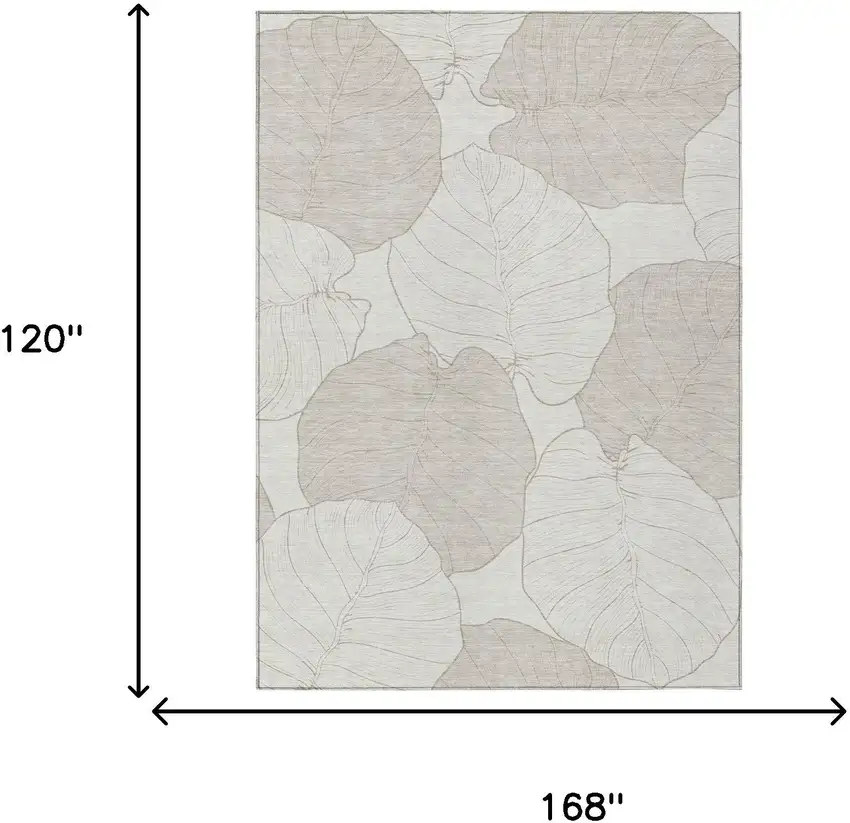 Ivory And Silver Floral Washable Indoor Outdoor Area Rug Photo 6