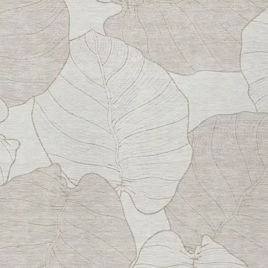 Ivory And Silver Floral Washable Indoor Outdoor Area Rug Photo 2