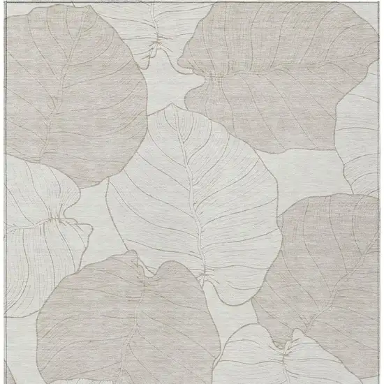 Ivory And Silver Floral Washable Indoor Outdoor Area Rug Photo 3