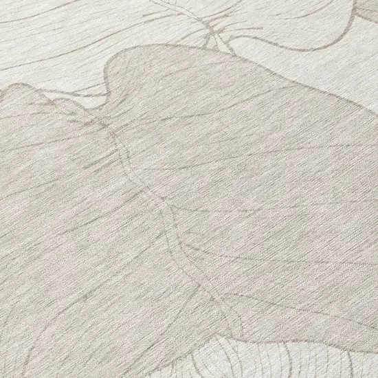 Ivory And Silver Floral Washable Indoor Outdoor Area Rug Photo 9