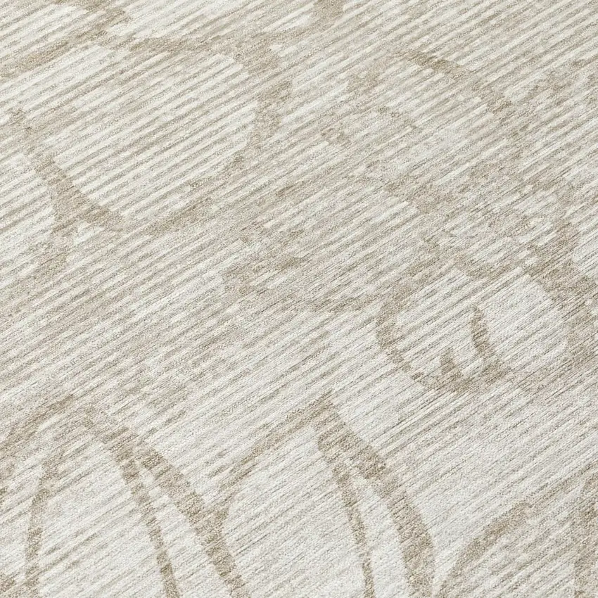 Ivory And Silver Floral Washable Indoor Outdoor Area Rug Photo 4
