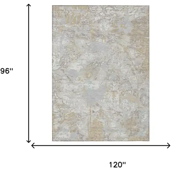 Ivory And Silver Floral Washable Indoor Outdoor Area Rug Photo 6