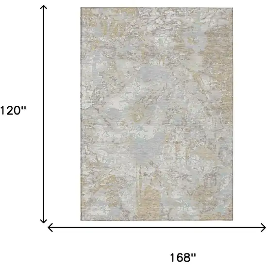 Ivory And Silver Floral Washable Indoor Outdoor Area Rug Photo 6