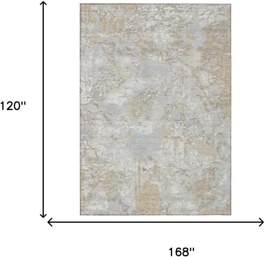 Ivory And Silver Floral Washable Indoor Outdoor Area Rug Photo 6