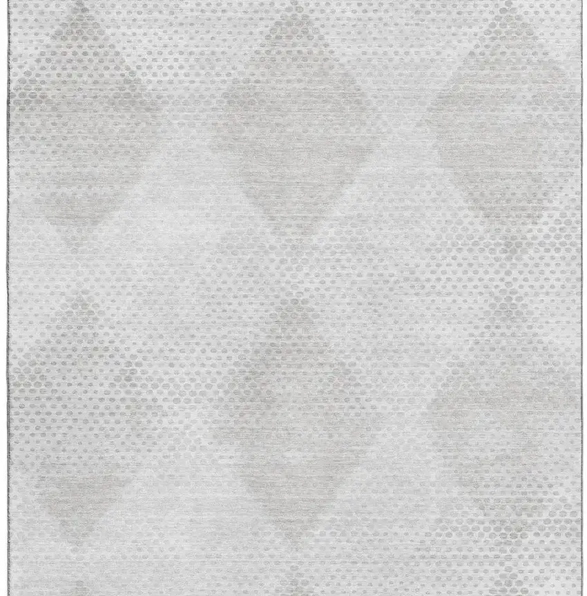 Ivory And Silver Geometric Washable Area Rug With UV Protection Photo 3
