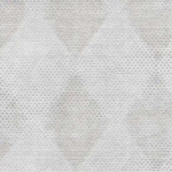 Ivory And Silver Geometric Washable Area Rug With UV Protection Photo 3