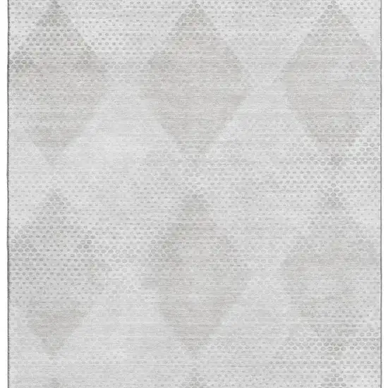 Ivory And Silver Geometric Washable Area Rug With UV Protection Photo 6