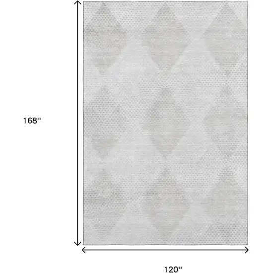 Ivory And Silver Geometric Washable Area Rug With UV Protection Photo 3