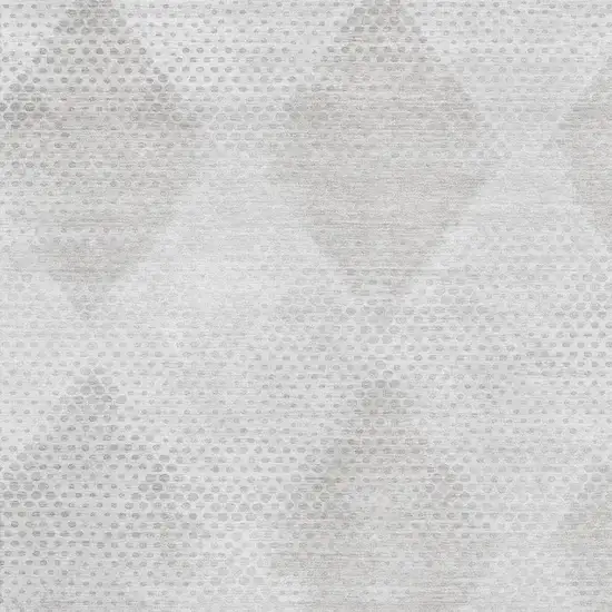 Ivory And Silver Geometric Washable Area Rug With UV Protection Photo 1