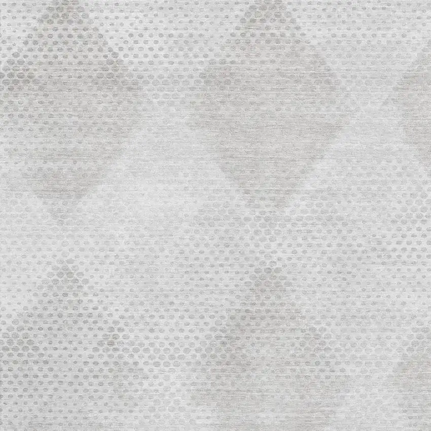 Ivory And Silver Geometric Washable Area Rug With UV Protection Photo 1