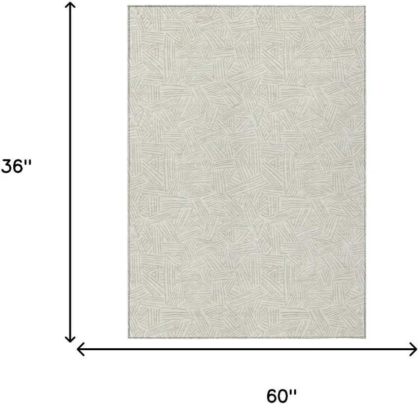 Ivory And Silver Geometric Washable Indoor Outdoor Area Rug Photo 9