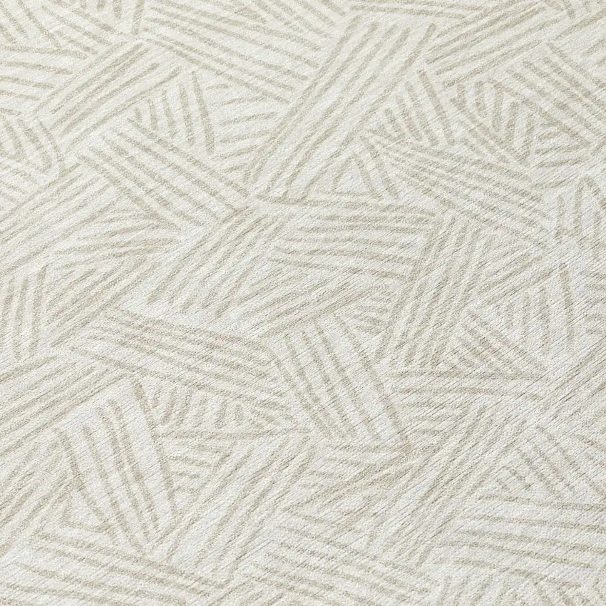 Ivory And Silver Geometric Washable Indoor Outdoor Area Rug Photo 7