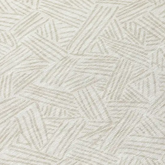 Ivory And Silver Geometric Washable Indoor Outdoor Area Rug Photo 7