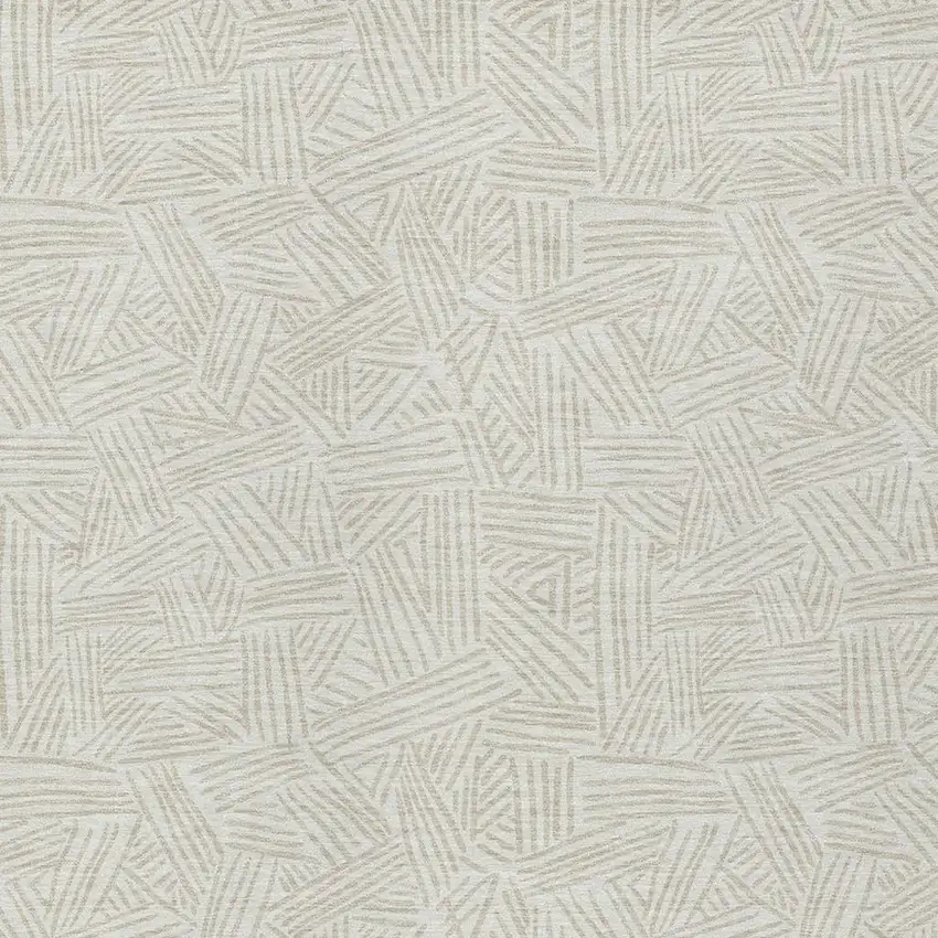 Ivory And Silver Geometric Washable Indoor Outdoor Area Rug Photo 4