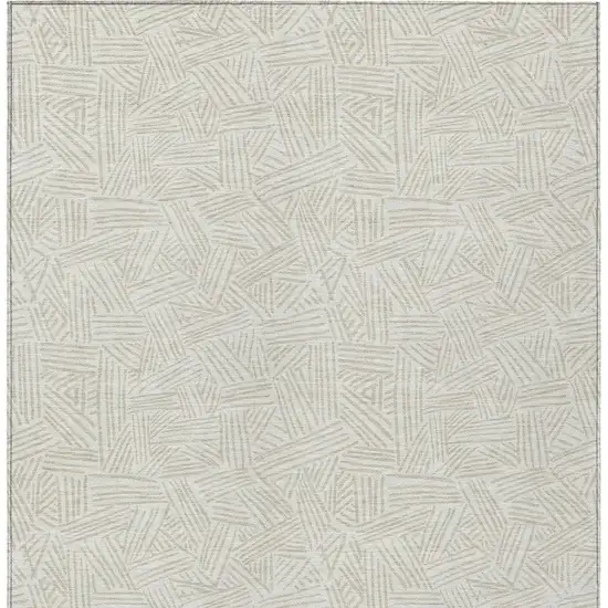 Ivory And Silver Geometric Washable Indoor Outdoor Area Rug Photo 6