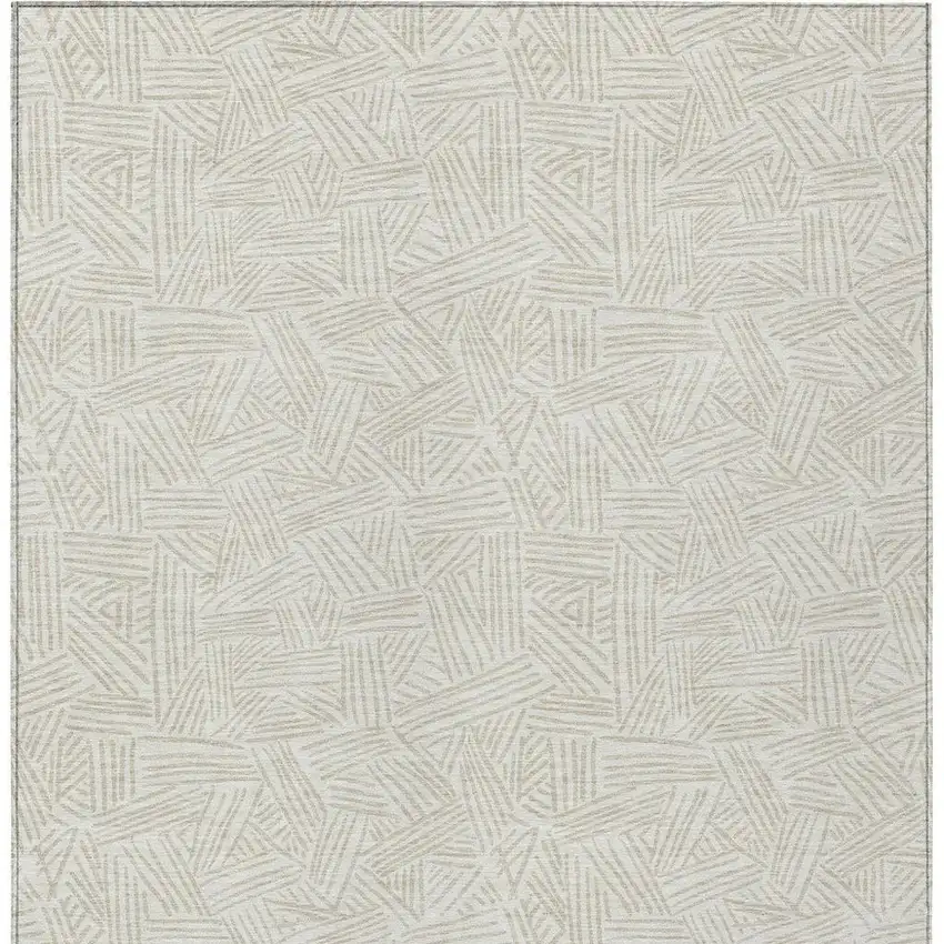 Ivory And Silver Geometric Washable Indoor Outdoor Area Rug Photo 6