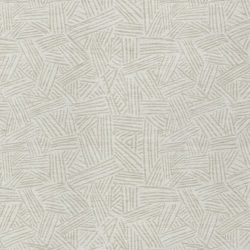 Ivory And Silver Geometric Washable Indoor Outdoor Area Rug Photo 3