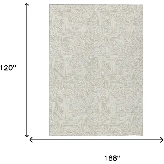Ivory And Silver Geometric Washable Indoor Outdoor Area Rug Photo 9