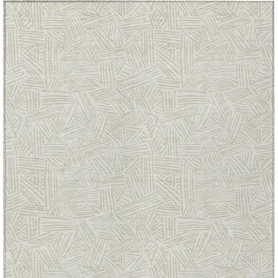 Ivory And Silver Geometric Washable Indoor Outdoor Area Rug Photo 4