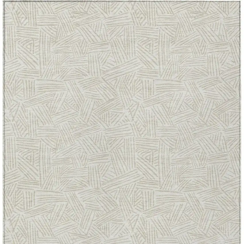 Ivory And Silver Geometric Washable Indoor Outdoor Area Rug Photo 4