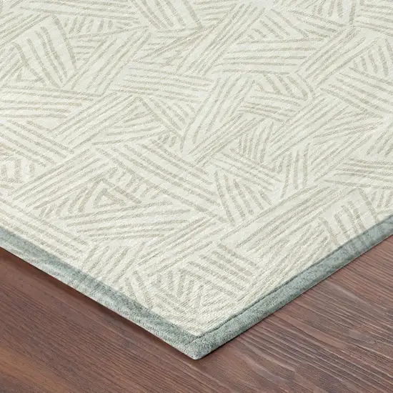 Ivory And Silver Geometric Washable Indoor Outdoor Area Rug Photo 7