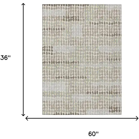 Ivory And Silver Geometric Washable Indoor Outdoor Area Rug Photo 5