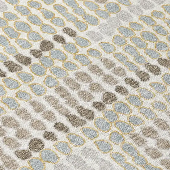 Ivory And Silver Geometric Washable Indoor Outdoor Area Rug Photo 4