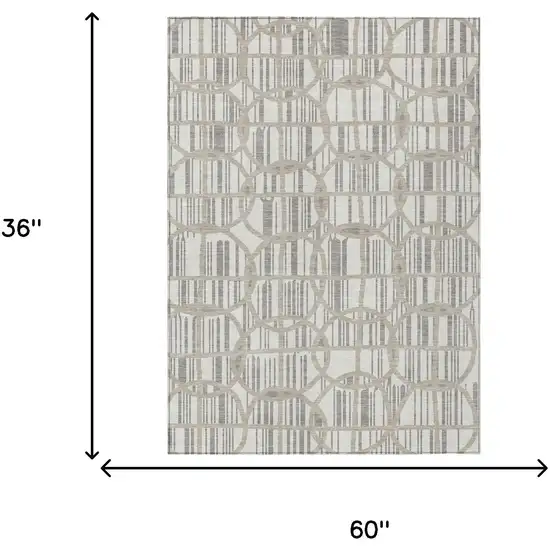 Ivory And Silver Geometric Washable Indoor Outdoor Area Rug Photo 5