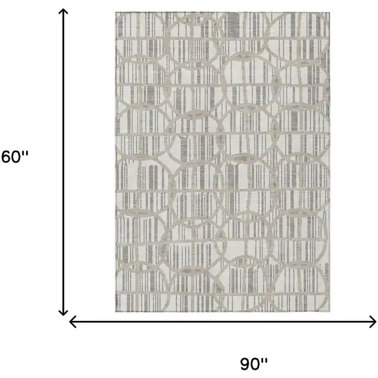 Ivory And Silver Geometric Washable Indoor Outdoor Area Rug Photo 5