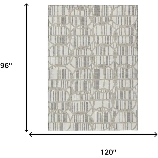 Ivory And Silver Geometric Washable Indoor Outdoor Area Rug Photo 5