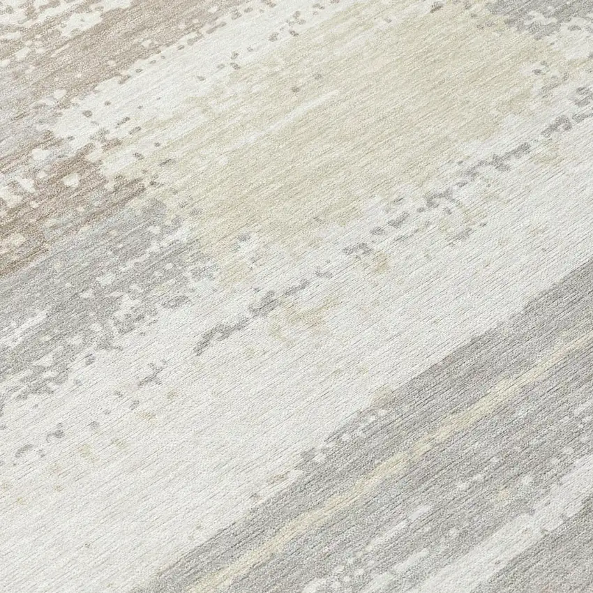 Ivory And Silver Geometric Washable Indoor Outdoor Area Rug Photo 4