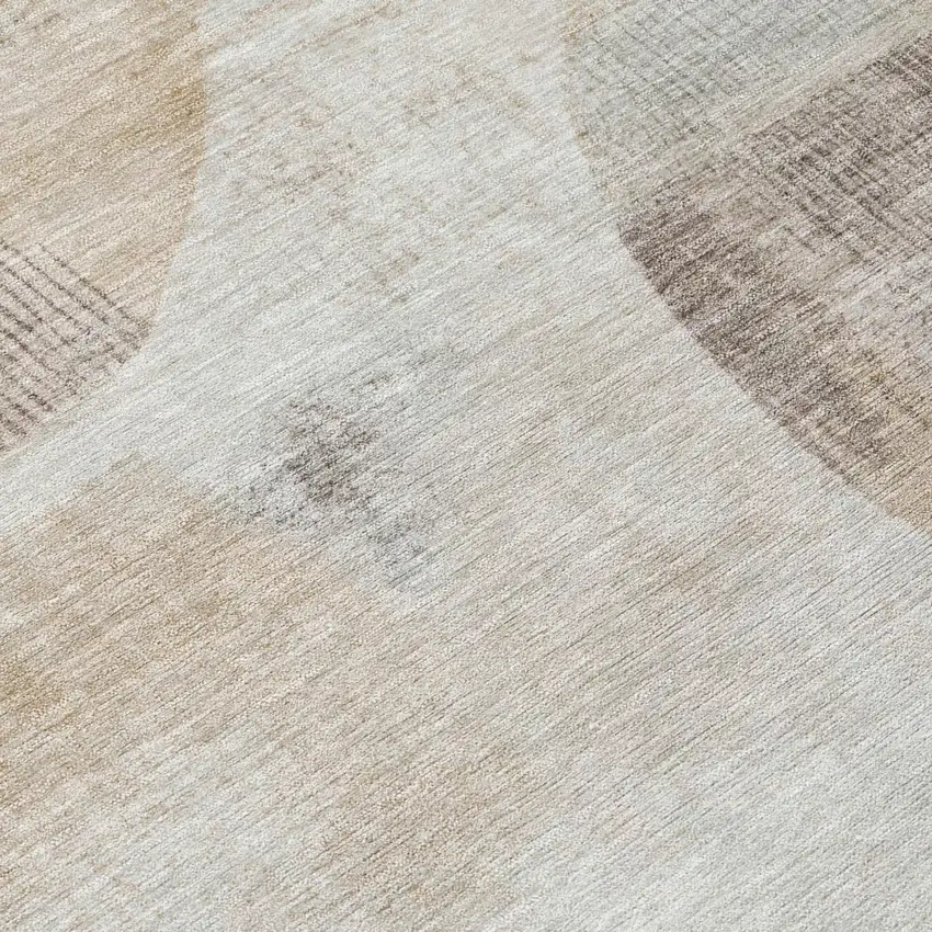 Ivory And Silver Geometric Washable Indoor Outdoor Area Rug Photo 4