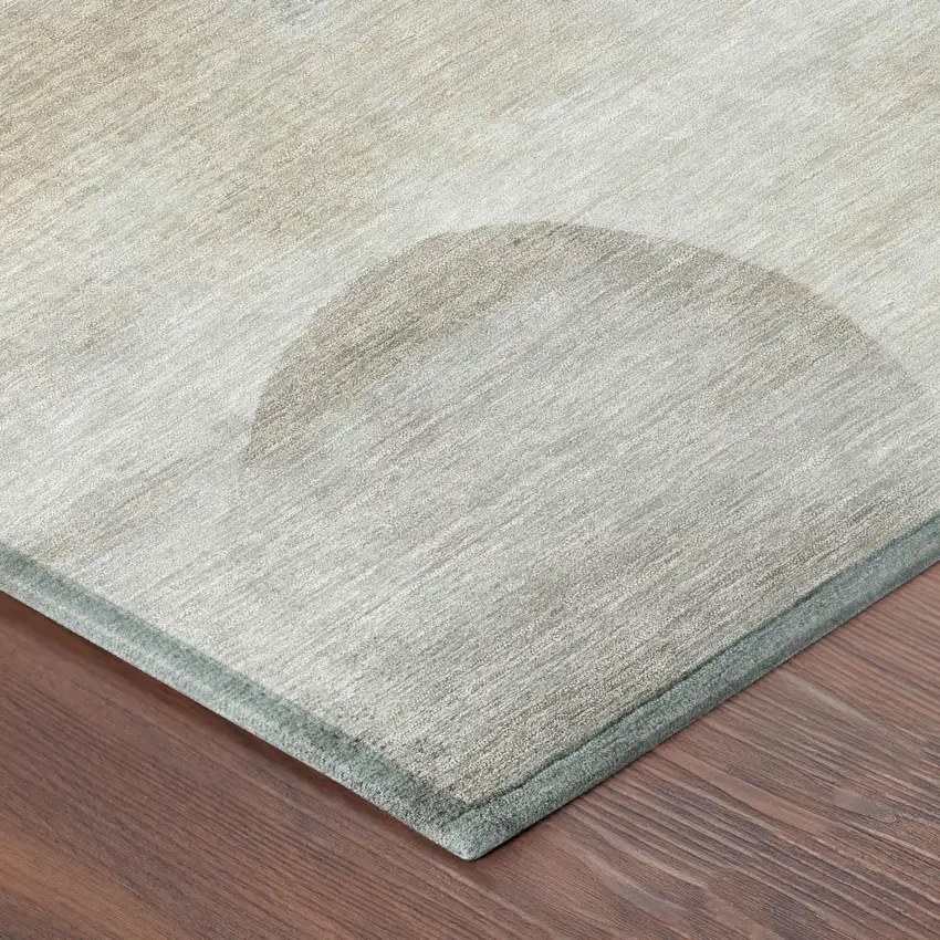 Ivory And Silver Geometric Washable Indoor Outdoor Area Rug Photo 3