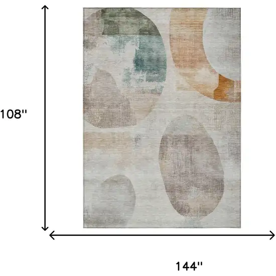 Ivory And Silver Geometric Washable Indoor Outdoor Area Rug Photo 5